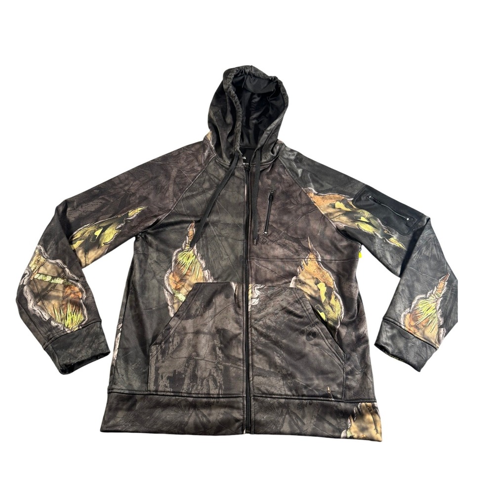 Mossy‎ Oak Break-Up Eclipse Camo Full Zip Hoodie Mens Performance Jacket Black M